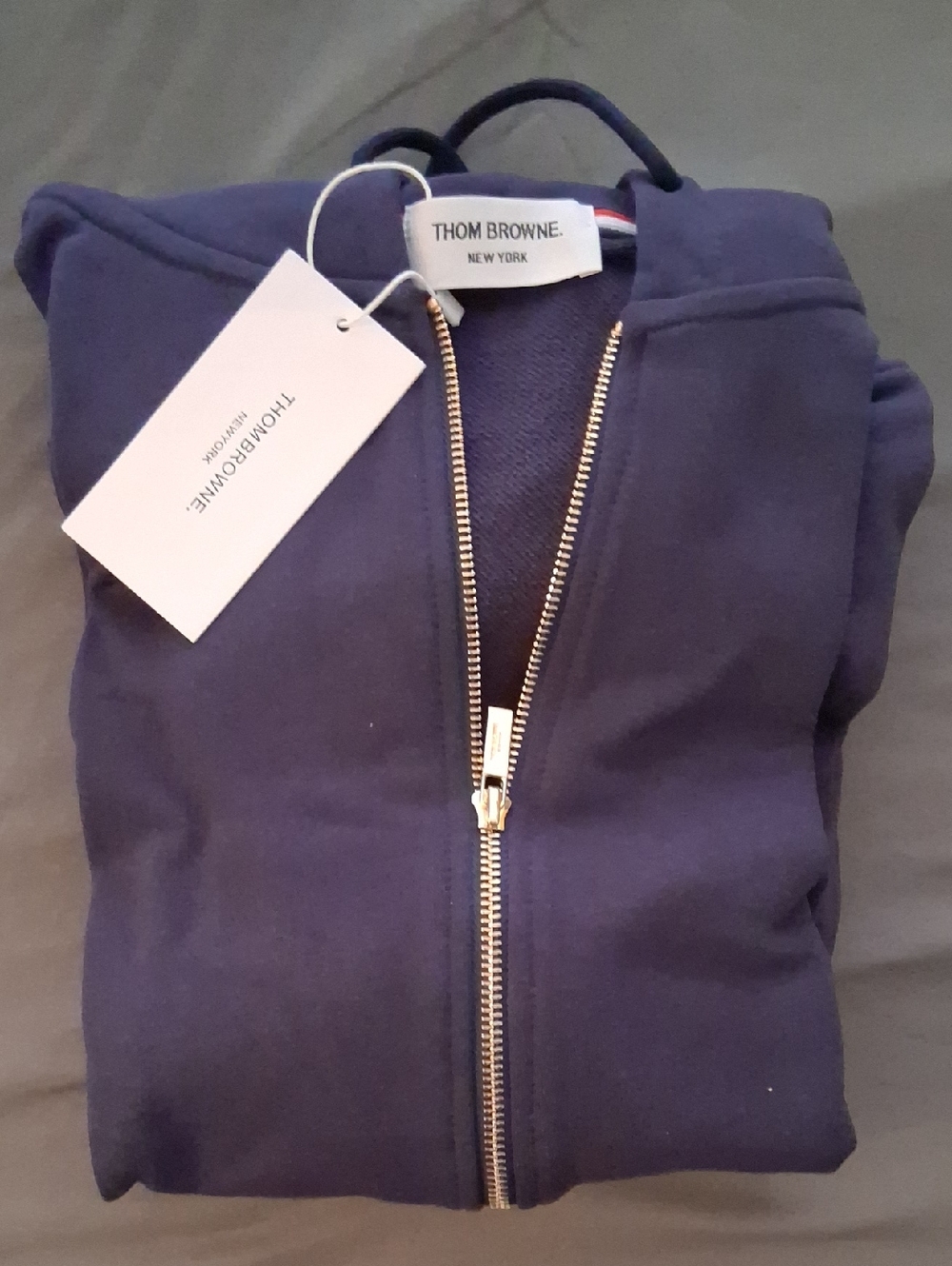 Thom Browne Navy Zip-Up Performance Jacket